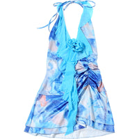 Halter V-Neck Backless Mini Dress
