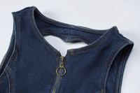 Women Clothing Summer Slim Fit Slimming Fashionable Backless Retro High Waist Denim Jumpsuit