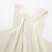 Beige Sleeveless Halter Beach Casual Dress