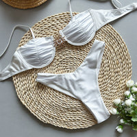 Solid Color Push-Up Bikini Set