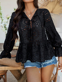 Casual Holiday Loose Lace-Up Blouse