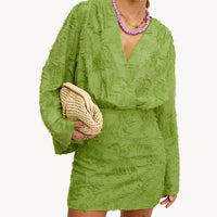 Spring Autumn Solid Color Jacquard Long Dress