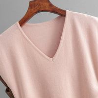 Ice Silk Knitted Sleeveless V-neck T shirt Women Summer Chic Drawstring Short Slim Top