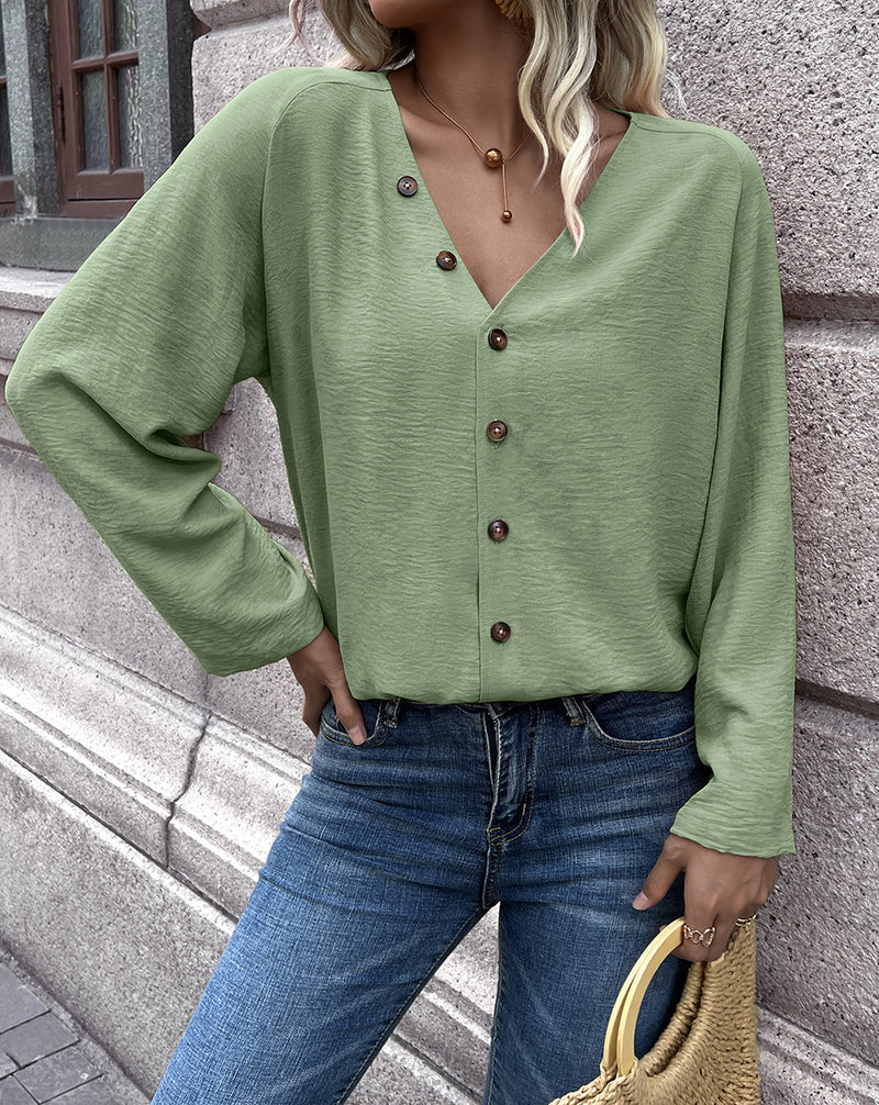 Single-Breasted Long-Sleeved Cardigan Shirt