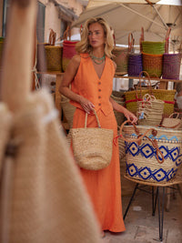 Cotton-Linen Vest &amp; Skirt Two-Piece Set