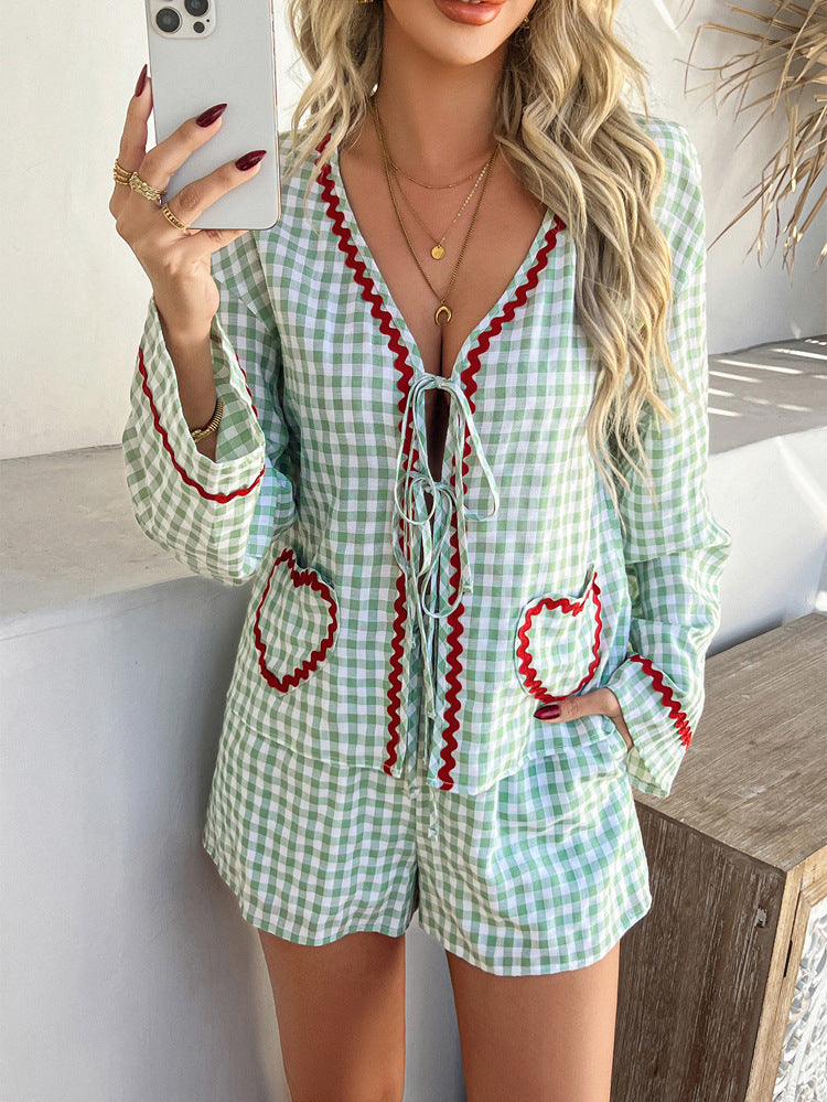 Spring Summer Casual Vacation Lace Printed Set