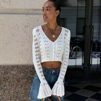 Sexy Hollow Out Cutout Knitted Cardigan