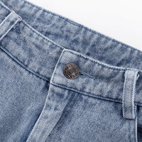 Cotton Simple Retro Long A line Skirt Split Denim Dress