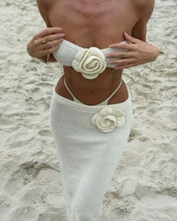 Halter Knit Hollow-Out Two-Piece Set