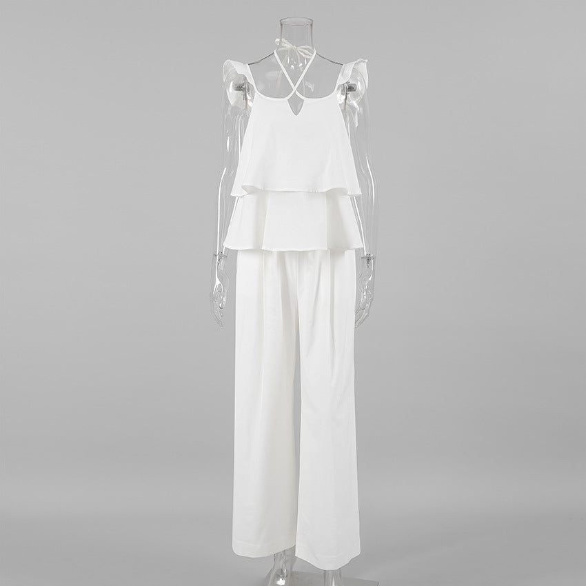 Cotton-Linen V-Neck Sleeveless Outfit sets