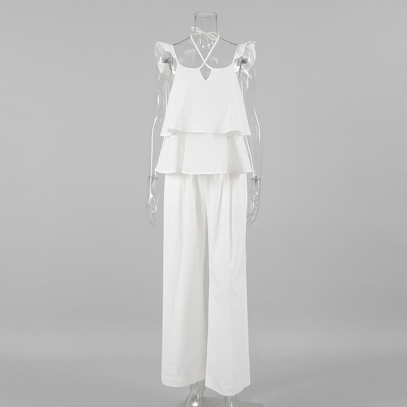 Cotton-Linen V-Neck Sleeveless Outfit sets