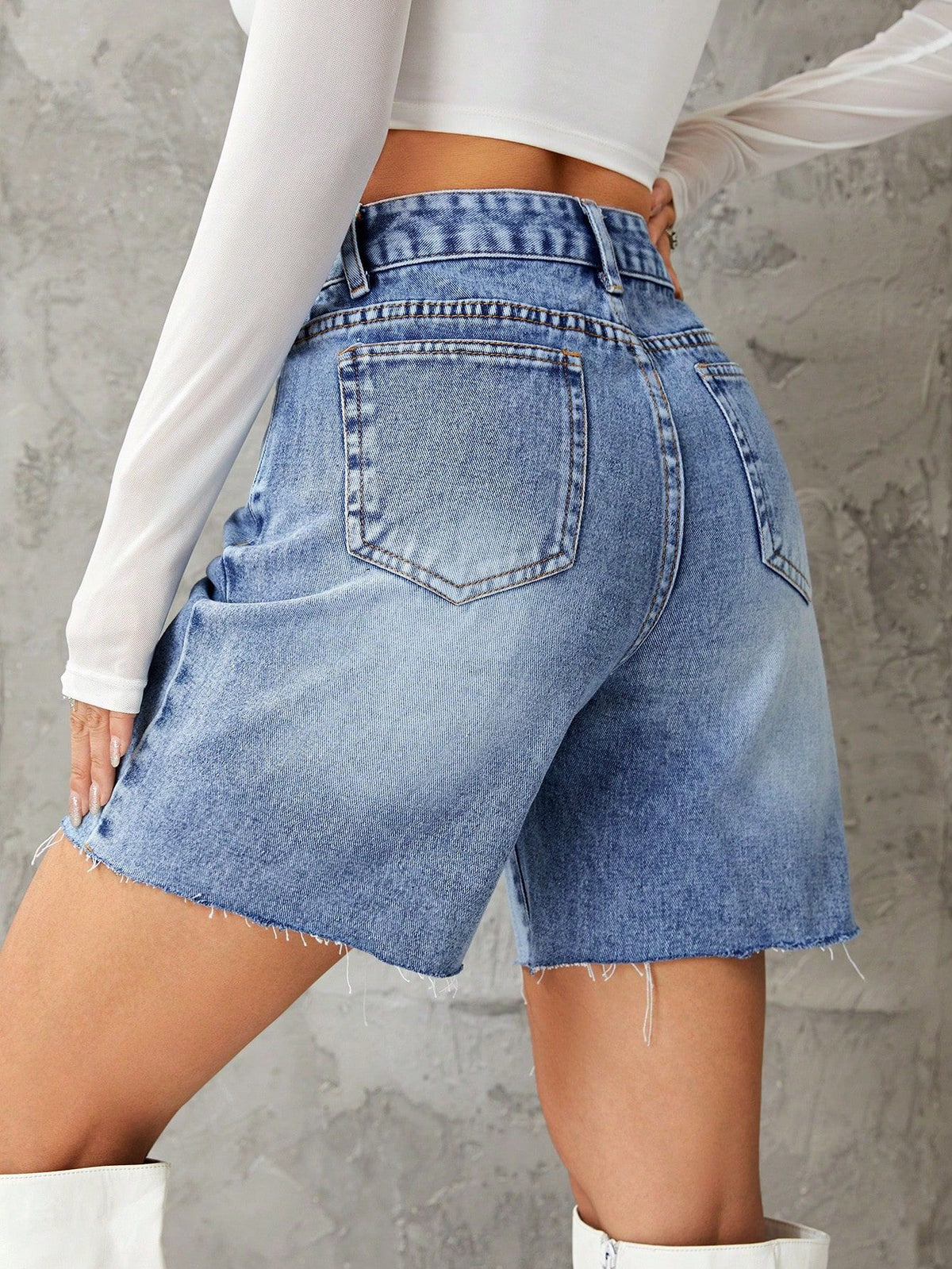 Casual High-Waisted Denim Shorts
