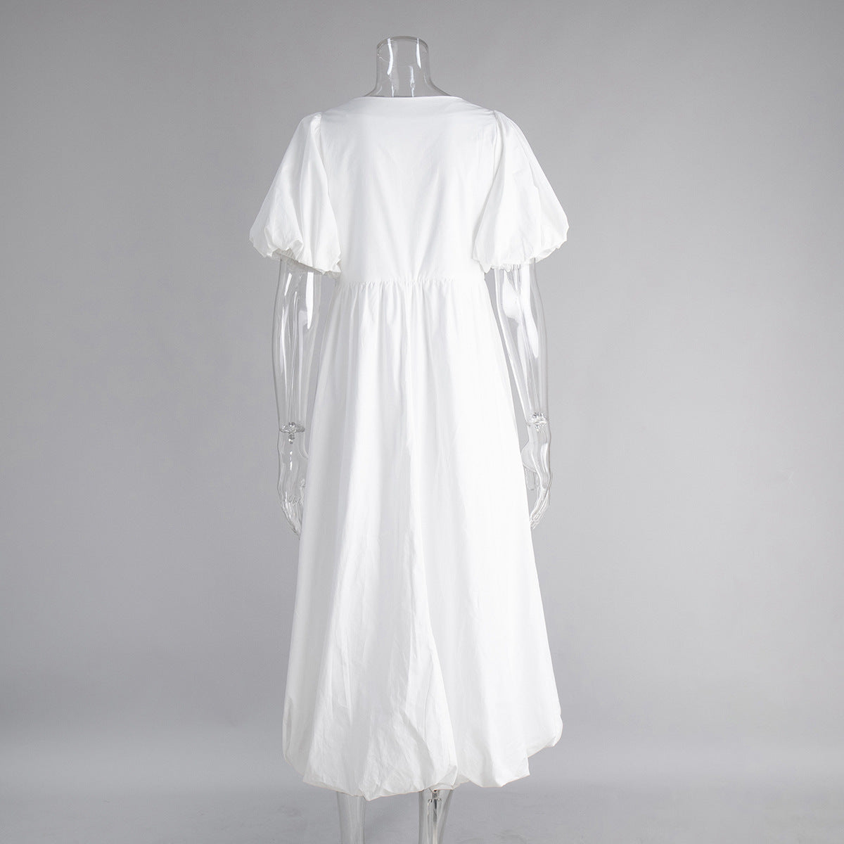 Cotton Puff Sleeve Long Dress