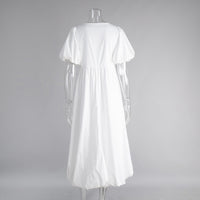 Cotton Puff Sleeve Long Dress
