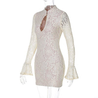 Lace Cutout Long Sleeve Mini Dress
