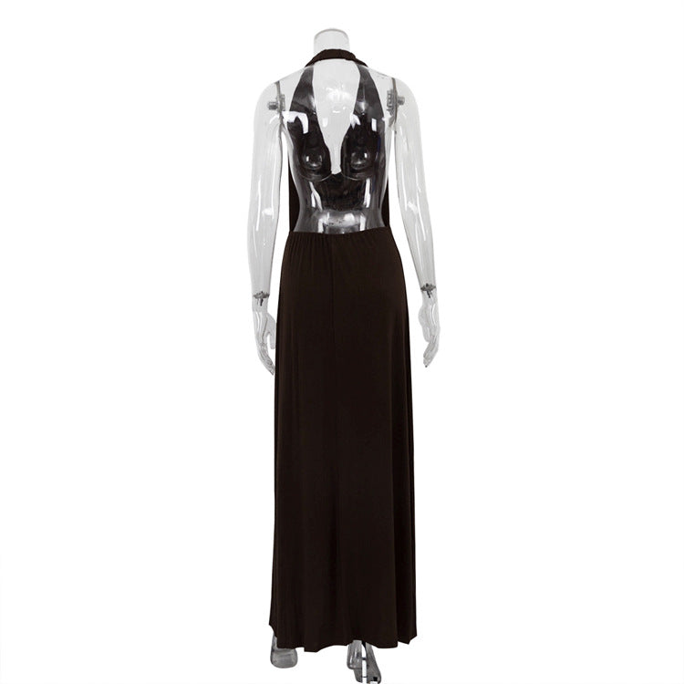 Sexy Halterneck Vest Dress Women Long Backless Party Evening Dress