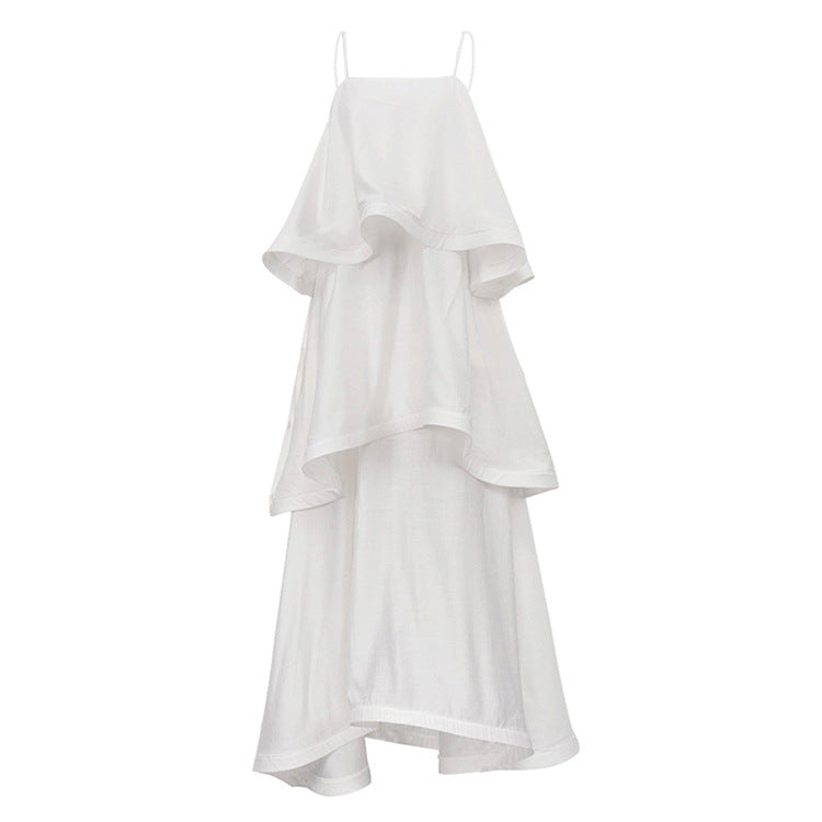 French Satin Drape Sleeveless Dress