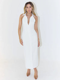 Polo Collar Slit Maxi Dress