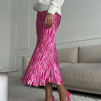 High-Grade French Printed Fishtail A-Line Skirt