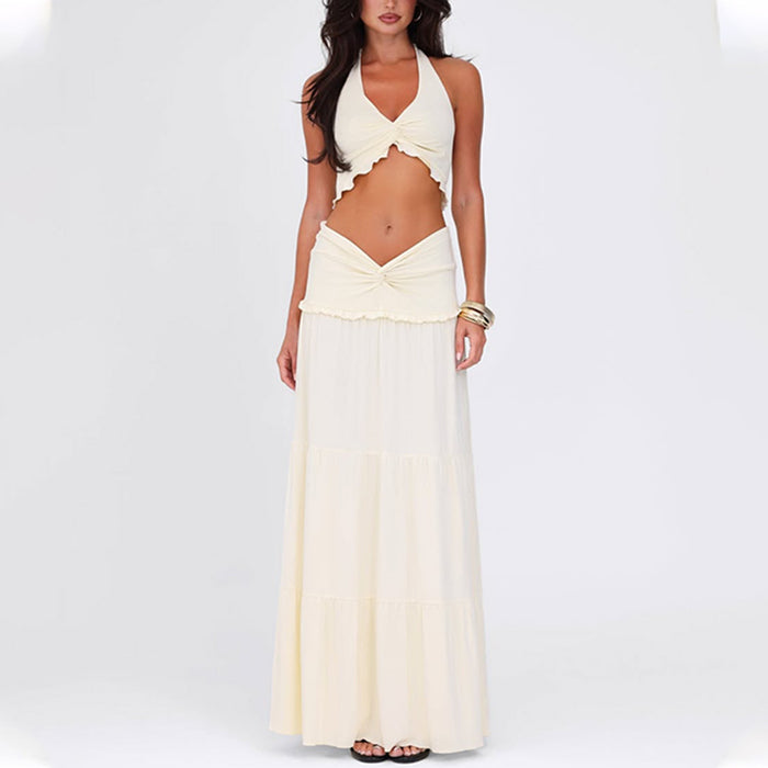 V-Neck Crop Top &amp; Skirt Set