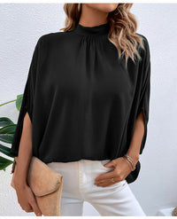 Solid Color Cutout Tie Shirt