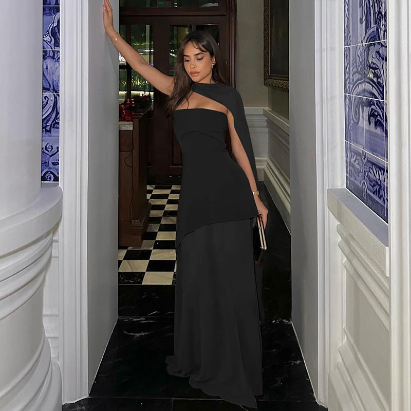 Asymmetric Cutout Slim Fit Long Dress