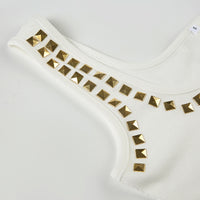 Personality Street Metal Square Rhinestone I Shaped Vest Square Collar Sexy Casual Top Summer