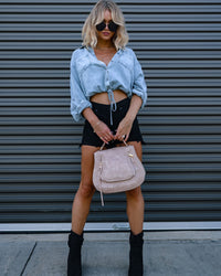 Denim Shirt Women Autumn Winter Casual Double Pocket Loose Shirt