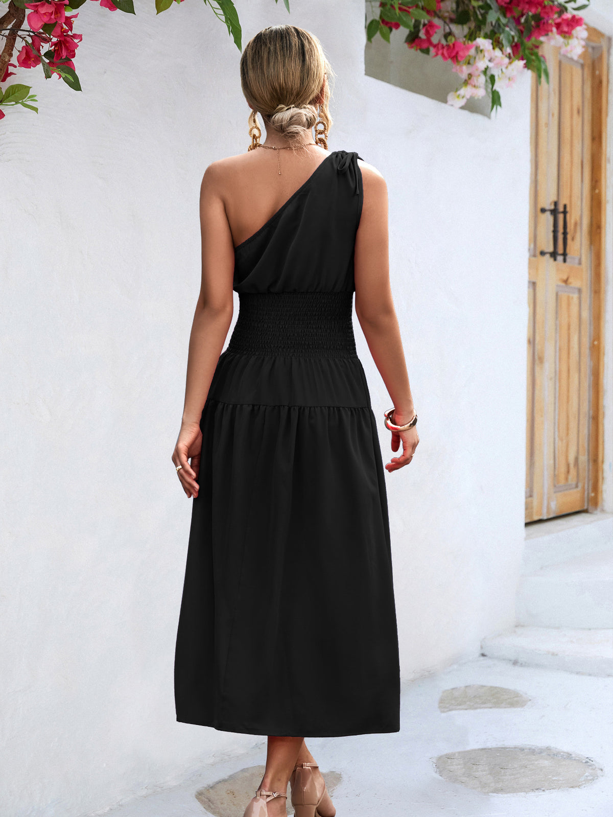 Summer Women Clothing Shoulder Smocking Dress