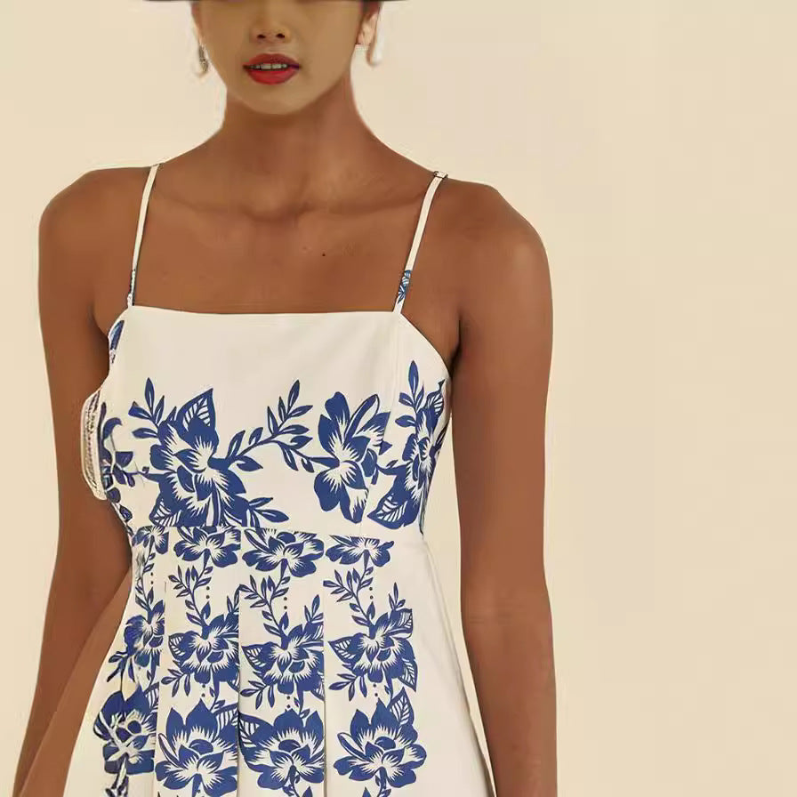 Ethnic Symmetrical Printed Suspender Dress