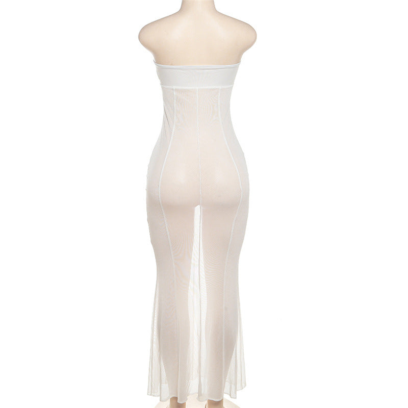Off-Shoulder Cutout Slim Fit Long Dress