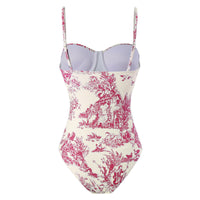 Retro Lace-Up One-Piece Swimsuit with Bag