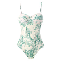Retro Lace-Up One-Piece Swimsuit with Bag