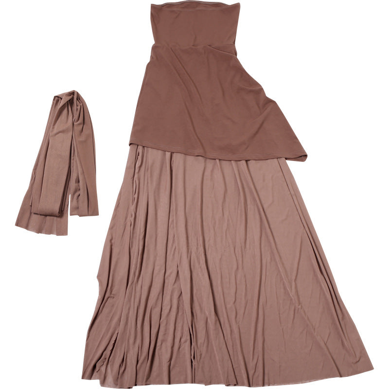 Asymmetric Cutout Slim Fit Long Dress