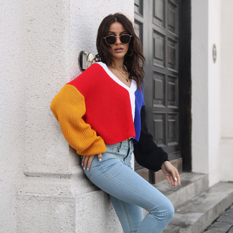 Color Block Knitted Cardigan