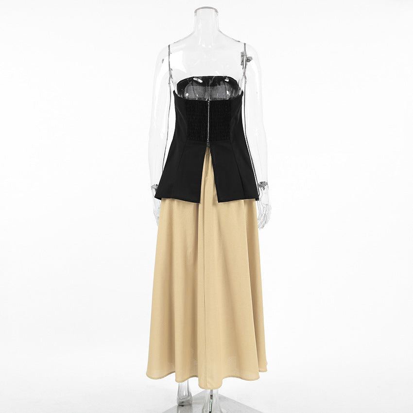 Spring Summer Contrast Color Popular Sleeveless Two-Piece Set
