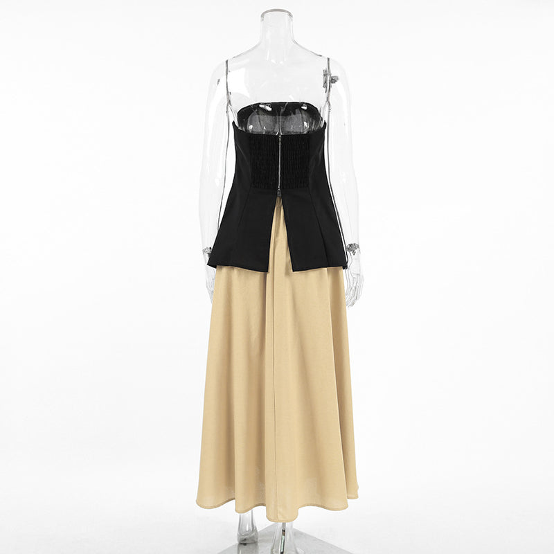 Spring Summer Contrast Color Popular Sleeveless Two-Piece Set