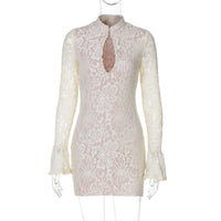 Lace Cutout Long Sleeve Mini Dress