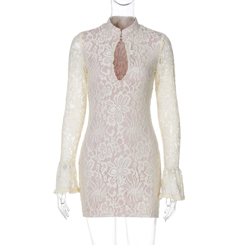 Lace Cutout Long Sleeve Mini Dress