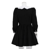 Spring Autumn French Black White Contrast Dress