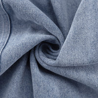Cotton Simple Retro Long A line Skirt Split Denim Dress
