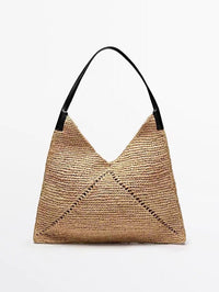 Belt Triangle Raffia Bag