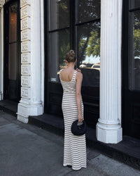 Striped Contrast Color Beach Vacation Dress