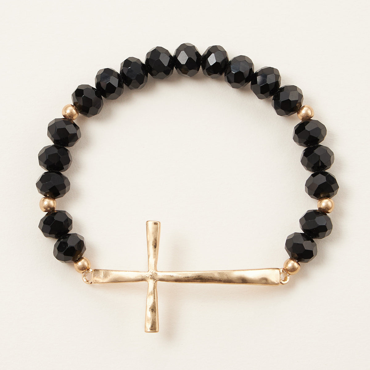 Beaded Cross Bracelet – Colorful Crystal Stretch Jewelry with Gold or Silver Cross Charm
