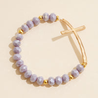 Beaded Cross Bracelet – Colorful Crystal Stretch Jewelry with Gold or Silver Cross Charm