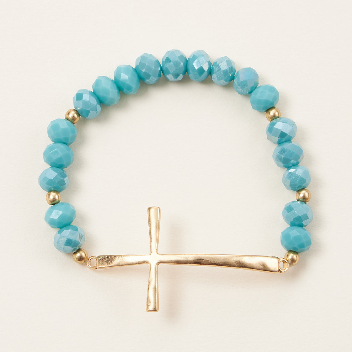 Beaded Cross Bracelet – Colorful Crystal Stretch Jewelry with Gold or Silver Cross Charm