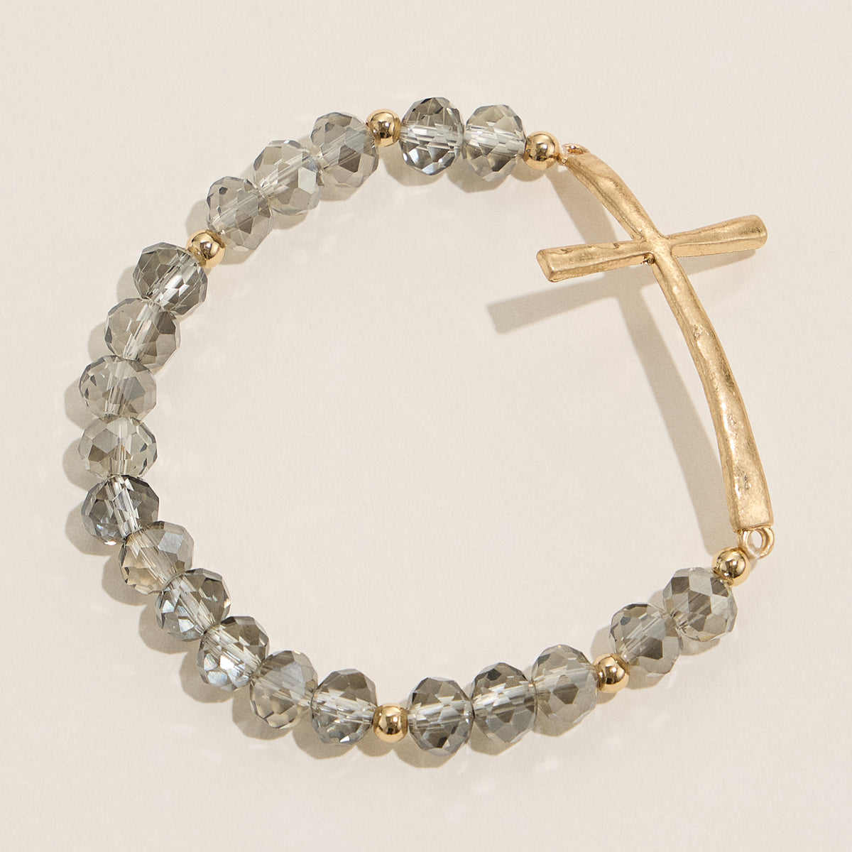 Beaded Cross Bracelet – Colorful Crystal Stretch Jewelry with Gold or Silver Cross Charm