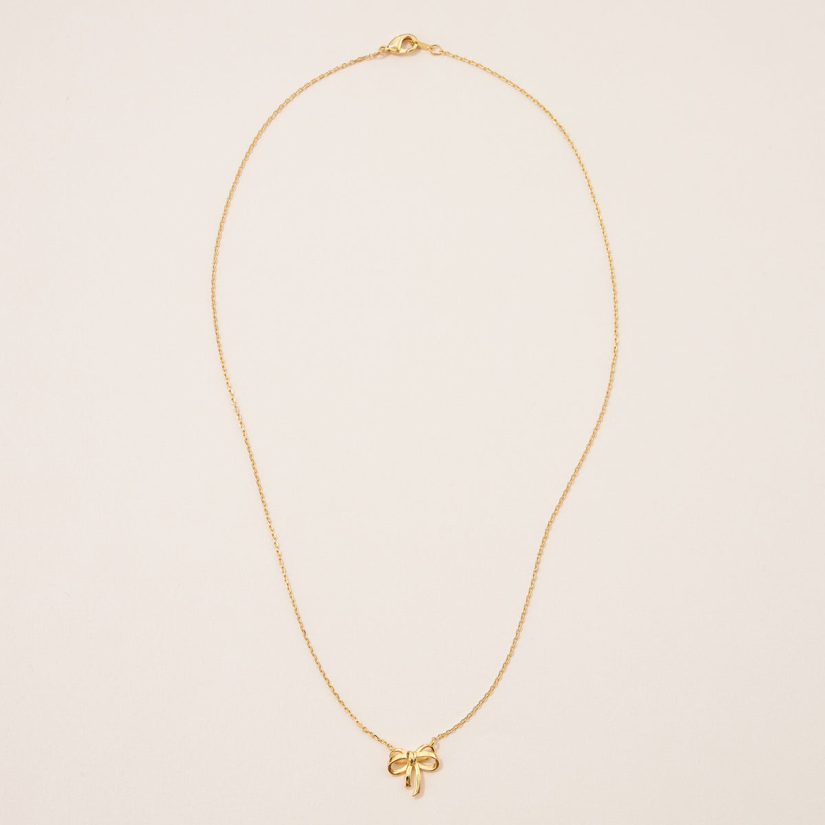 Gold Dainty Bow Pendant Necklace