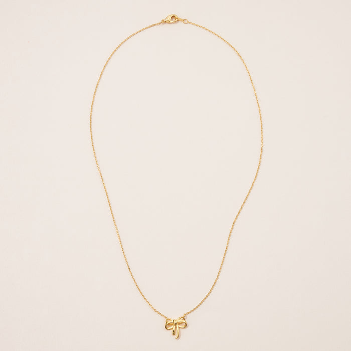 Gold Dainty Bow Pendant Necklace