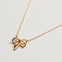 Gold Dainty Bow Pendant | Necklace